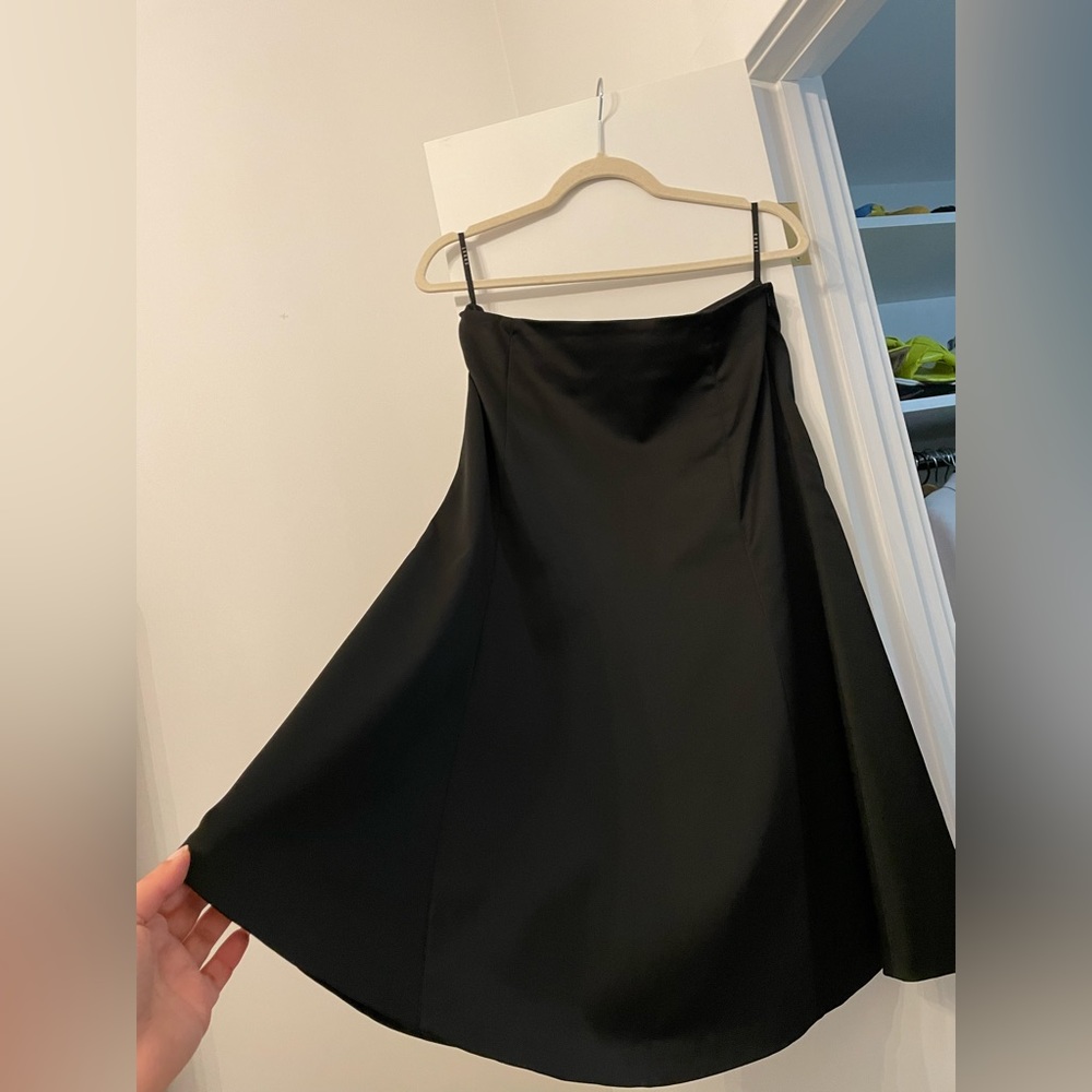 Think Satin black midi skirt. Coast. Authentic. Worn twice. Excellent condition.